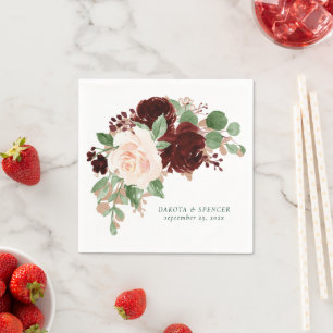 Rustic Blooms   Terracotta and Marsala Red Custom Napkin