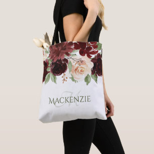 Rustic Blooms Terracotta and Marsala Red Custom Tote Bag