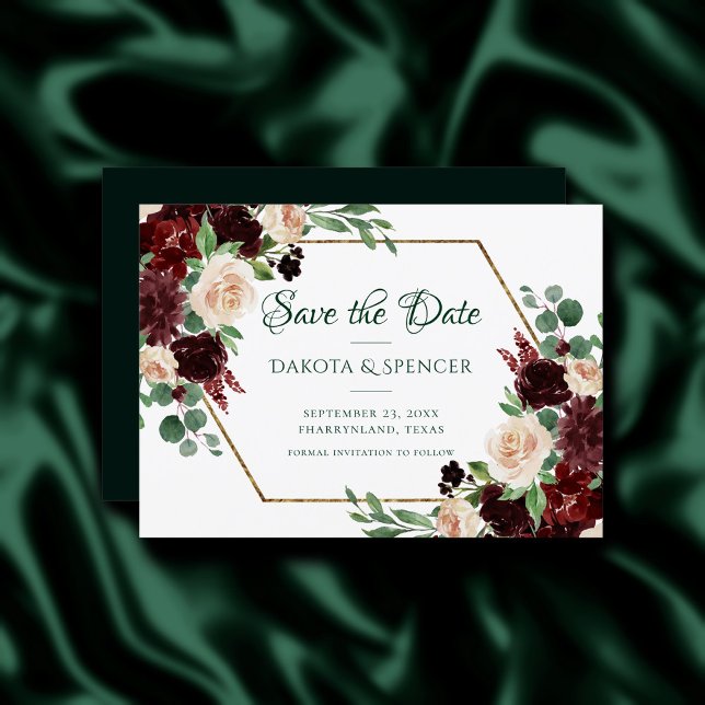 Rustic Blooms | Terracotta and Marsala Red Floral Save The Date (Creator Uploaded)
