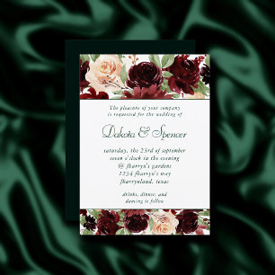 Rustic Blooms   Terracotta and Marsala Red Garland Invitation