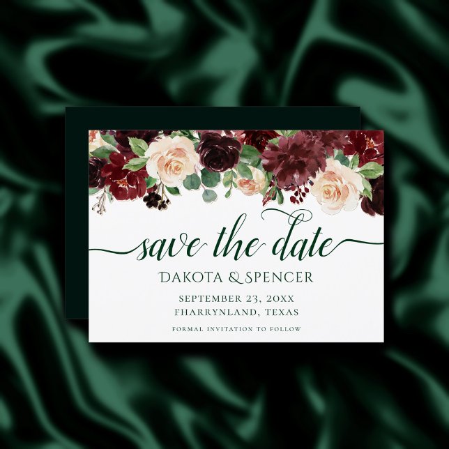 Rustic Blooms | Terracotta and Marsala Red Garland Save The Date (Creator Uploaded)