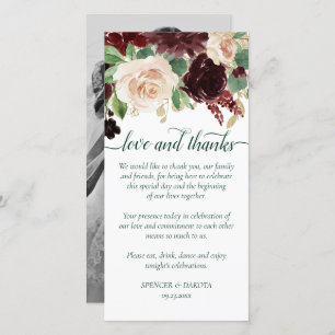 Rustic Blooms Terracotta and Marsala Red Photo Thank You Card