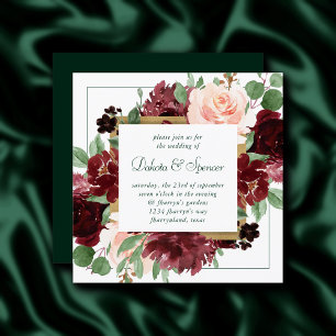 Rustic Blooms Terracotta and Marsala Red Wreath Invitation
