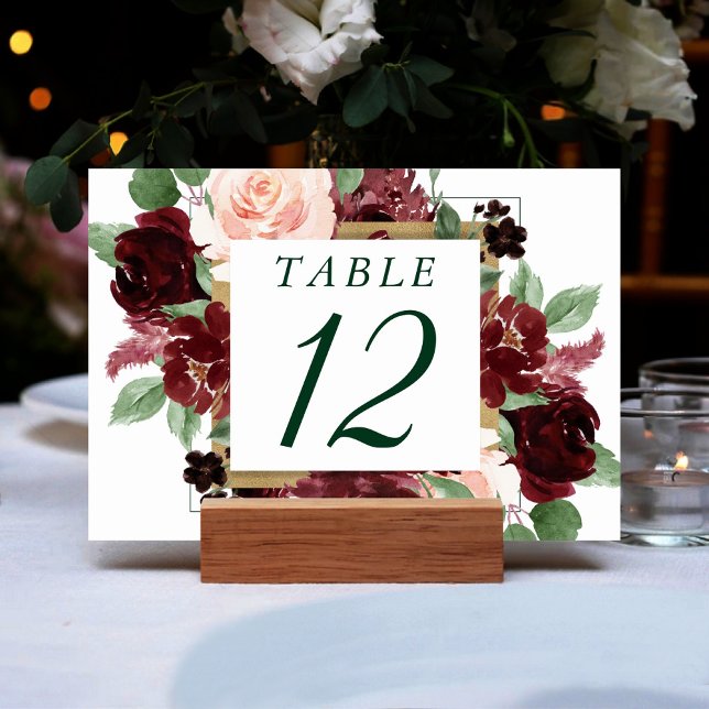 Rustic Blooms | Terracotta and Marsala Red Wreath Table Number (Creator Uploaded)