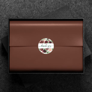 Rustic Blooms   Terracotta and Marsala Thank You Classic Round Sticker