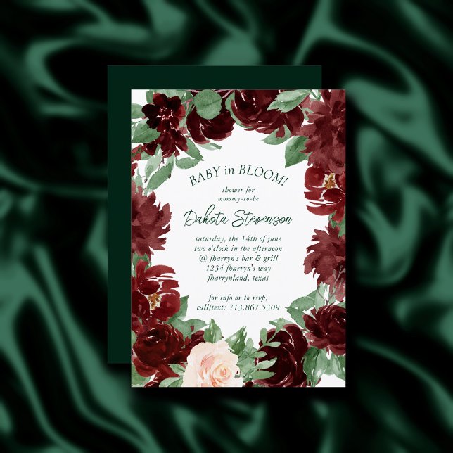 Rustic Blooms | Terracotta Marsala Baby in Bloom Invitation (Creator Uploaded)