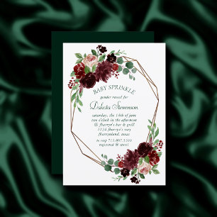 Rustic Blooms   Terracotta Marsala Baby Sprinkle Invitation