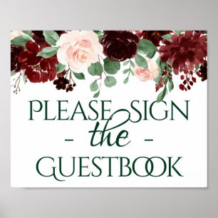 Rustic Blooms   Terracotta Marsala Guestbook Sign