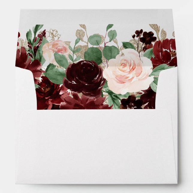 Rustic Blooms | Terracotta Marsala Pre-Addressed Envelope (Back (Bottom))
