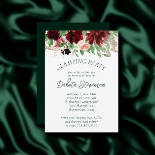 Rustic Blooms   Terracotta Marsala Red Glamping Invitation