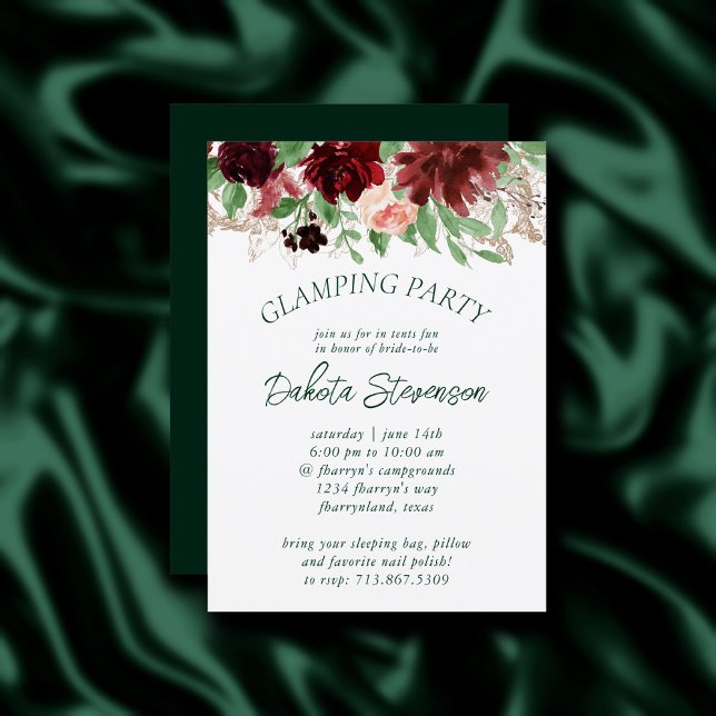 Rustic Blooms | Terracotta Marsala Red Glamping Invitation (Creator Uploaded)