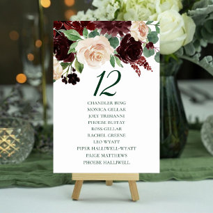 Rustic Blooms   Terracotta Marsala Red Guest Names Table Number