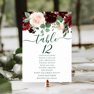 Rustic Blooms   Terracotta Marsala Red Guest Names Table Number