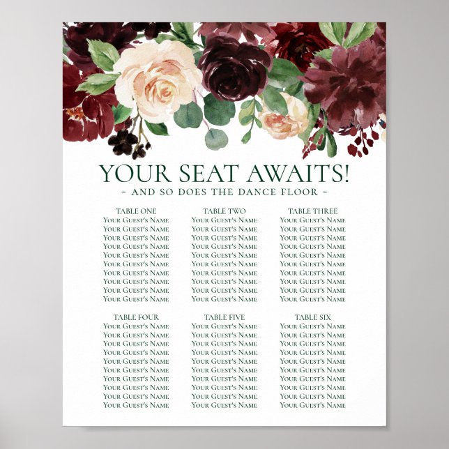 Rustic Blooms | Terracotta Marsala Seating Chart (Front)