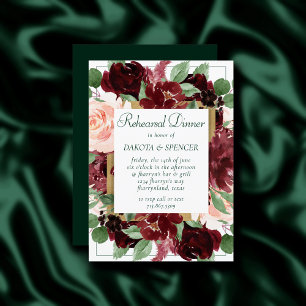 Rustic Blooms   Terracotta Red Rehearsal Dinner Invitation