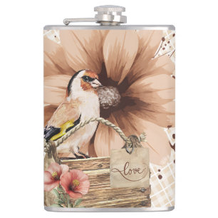 Rustic Blossom Bird Nook Hip Flask