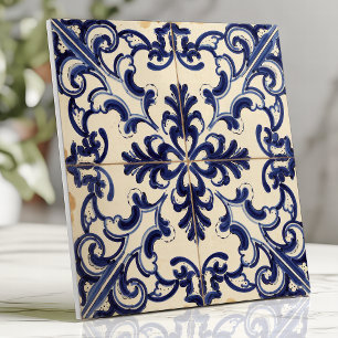Rustic Blue and White Majolica Tile