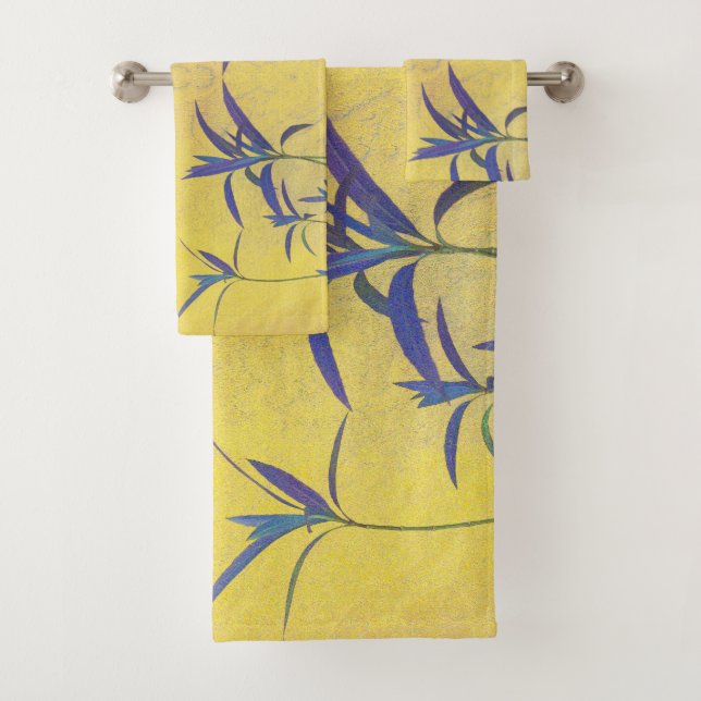 Rustic Blue and Yellow Bath Towel Set (Insitu)