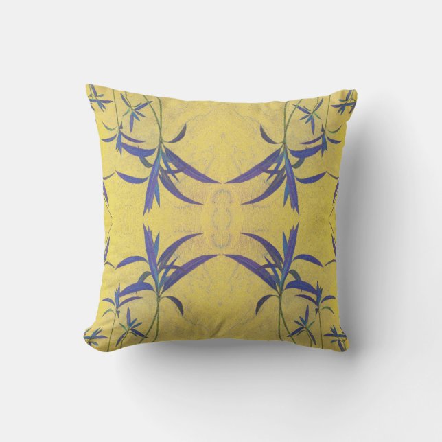 Rustic Blue and Yellow Cushion (Front)