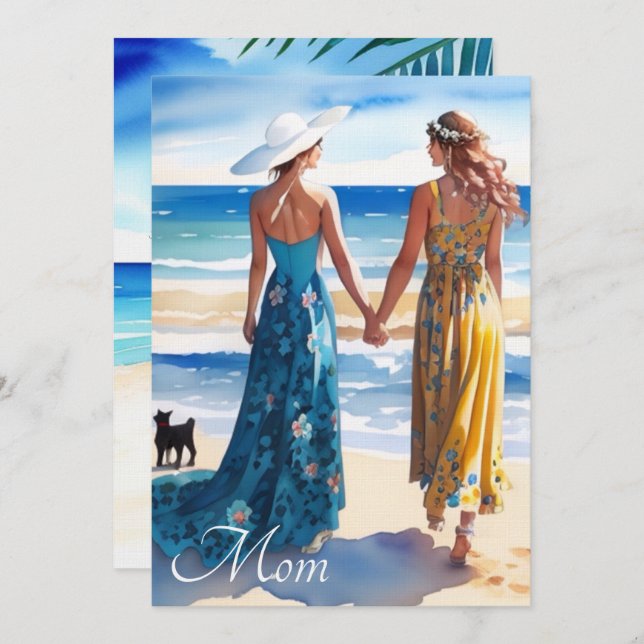 Rustic Blue and Yellow Watercolor Mothers Day Card (Front/Back)