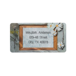 rustic blue barn wood daisy country wedding label
