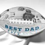 Rustic Blue Best Dad Father`s Day 3 Photo Collage Football<br><div class="desc">Modern and Rustic Blue Best Dad Ever Typography Father`s Day 3 Photo Football. Grey rustic and white background with dark blue trendy typography. Personalise with 3 favourite photos and your names in the sweet message. Black and white photos look great on this design. Change the text dad into daddy, pap...</div>