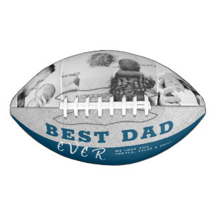 Rustic Blue Best Dad Father`s Day 3 Photo Collage Football