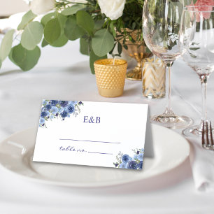 Rustic Blue Blooms – Boho Wedding Place Card