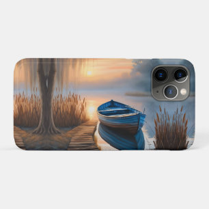 Rustic blue boat Morning Sky Reflection Case-Mate iPhone Case