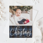 Rustic Blue Buffalo Plaid Merry Christmas Photo Holiday Card<br><div class="desc">Merry Christmas! Send Christmas greetings to family and friends with this rustic Christmas photo card. It features a rustic buffalo plaid pattern in blue and black. Personalise by adding your texts and photos. This blue Christmas ruffalo plaid photo card is available in other colours and cardstock.</div>