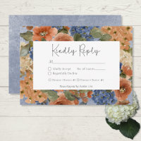 Rustic Blue & Burnt Orange Rust Floral Monogram