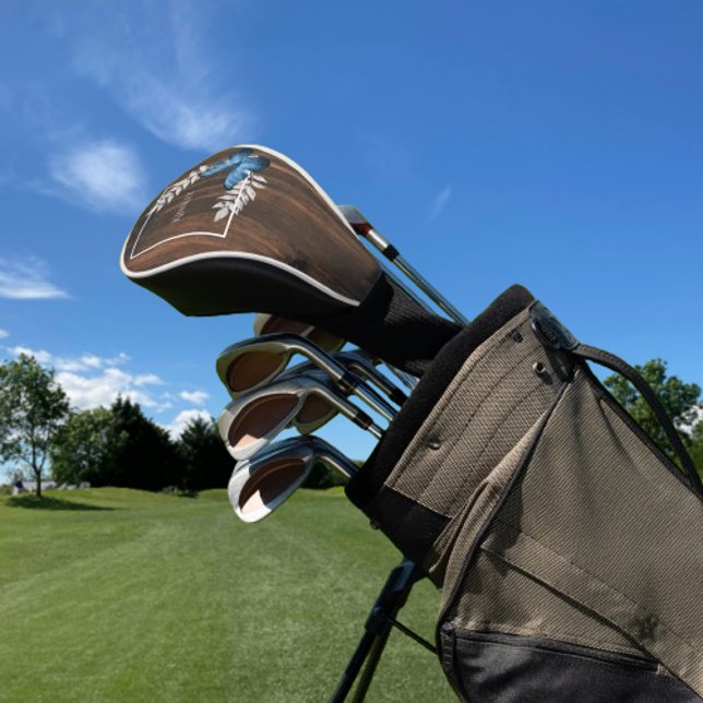 Rustic Blue Butterfly Golf Head Cover (Rustic Blue Butterfly Golf Head Cover)