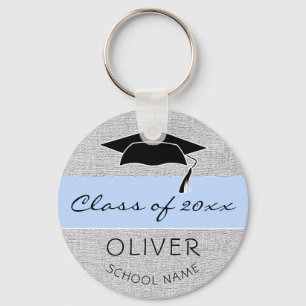 Rustic Blue Class of and Graduate Name Graduation Key Ring