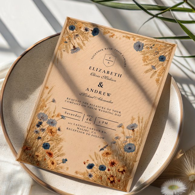 Rustic Blue Cornflower Wedding Invitation (Creator Uploaded)