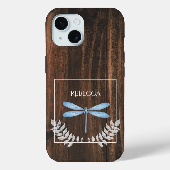 Rustic Blue Dragonfly Personalised Case-Mate iPhone Case (Back)