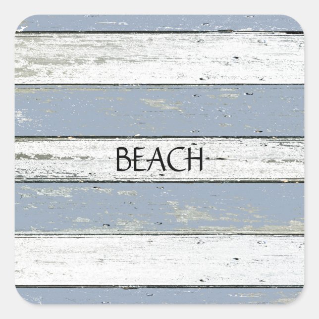 Rustic Blue Driftwood Square Sticker (Front)