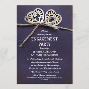 rustic blue engagement party invitation
