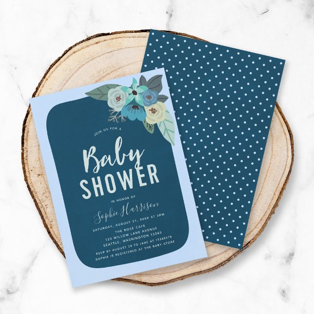 Rustic Blue Floral Baby Shower Invitation (Creator Uploaded)