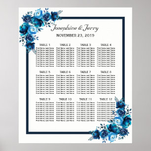 Rustic Blue Floral Country Wedding Seating Chart