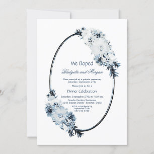 Rustic Blue Floral Elopement Celebration Invitation