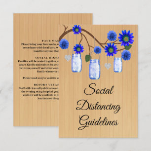 Rustic Blue Floral Mason Jar Safety Measures Enclosure Card