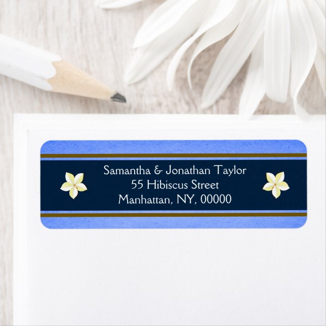 Rustic Blue Floral Return Address Labels Favours (Insitu)