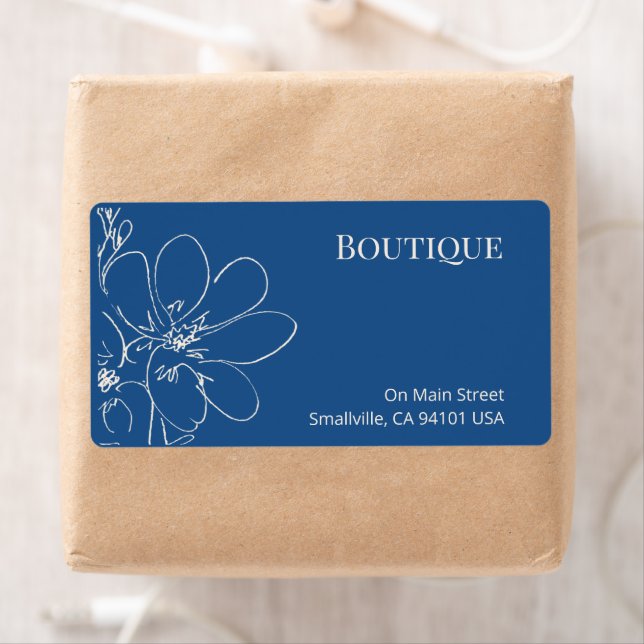 Rustic Blue Floral Small Business Shipping Label (Insitu)