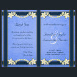 Rustic Blue Floral Wedding Program Templates<br><div class="desc">Rustic Blue Floral – © Sunny Mars Designs. Unique classy formal customisable custom vintage rusty elegant foldable wedding program template with ribbon borders,  modern pretty white flowers on old parchment paper background.</div>