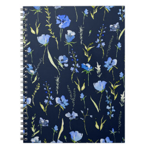 Rustic Blue Flowers: Botanical Illustration. Notebook