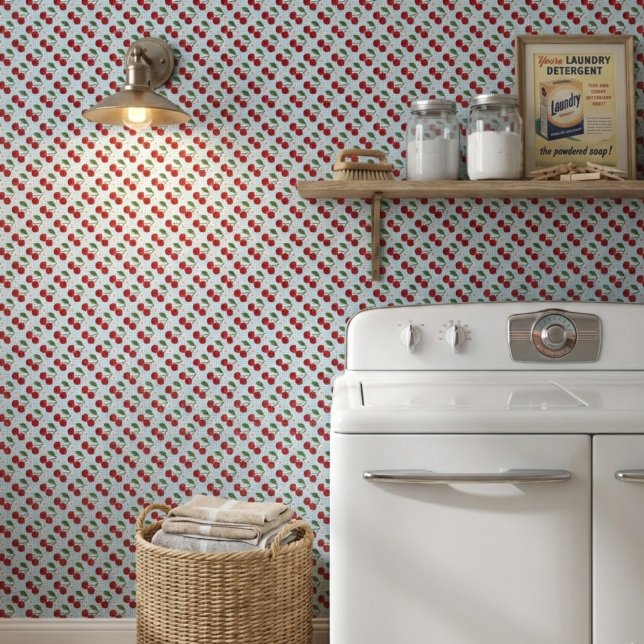 Rustic Blue Gingham And Cherries Wallpaper (Creator Uploaded)