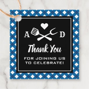 Rustic Blue Gingham BBQ Wedding Favour Tags