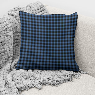 Rustic Blue Gingham Checks Pattern Cushion
