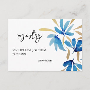 Rustic Blue Gold Wildflowers Watercolor Art Enclosure Card