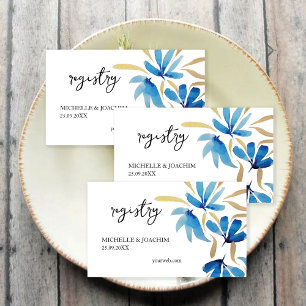 Rustic Blue Gold Wildflowers Watercolor Art Enclosure Card